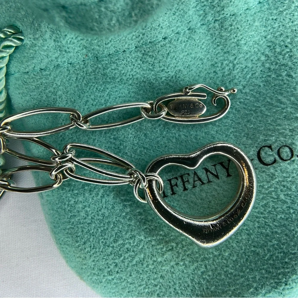 Tiffany & Co. Sterling Silver Open Heart Link Bracelet 7" - Picture 5 of 6